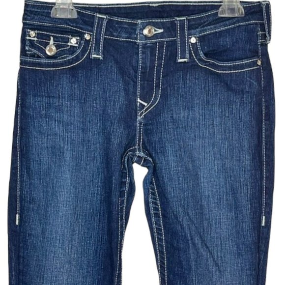 True Religion Slim Straight Flap Pocket Jeans w/Swarovski Crystals - 31 - Picture 3 of 12